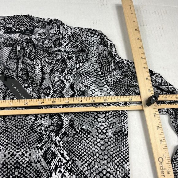 Tahari Neck Tie Knit Top Snakeskin Print Work Neck Tie Stretch Blouse MEDIUM NEW - Picture 9 of 12
